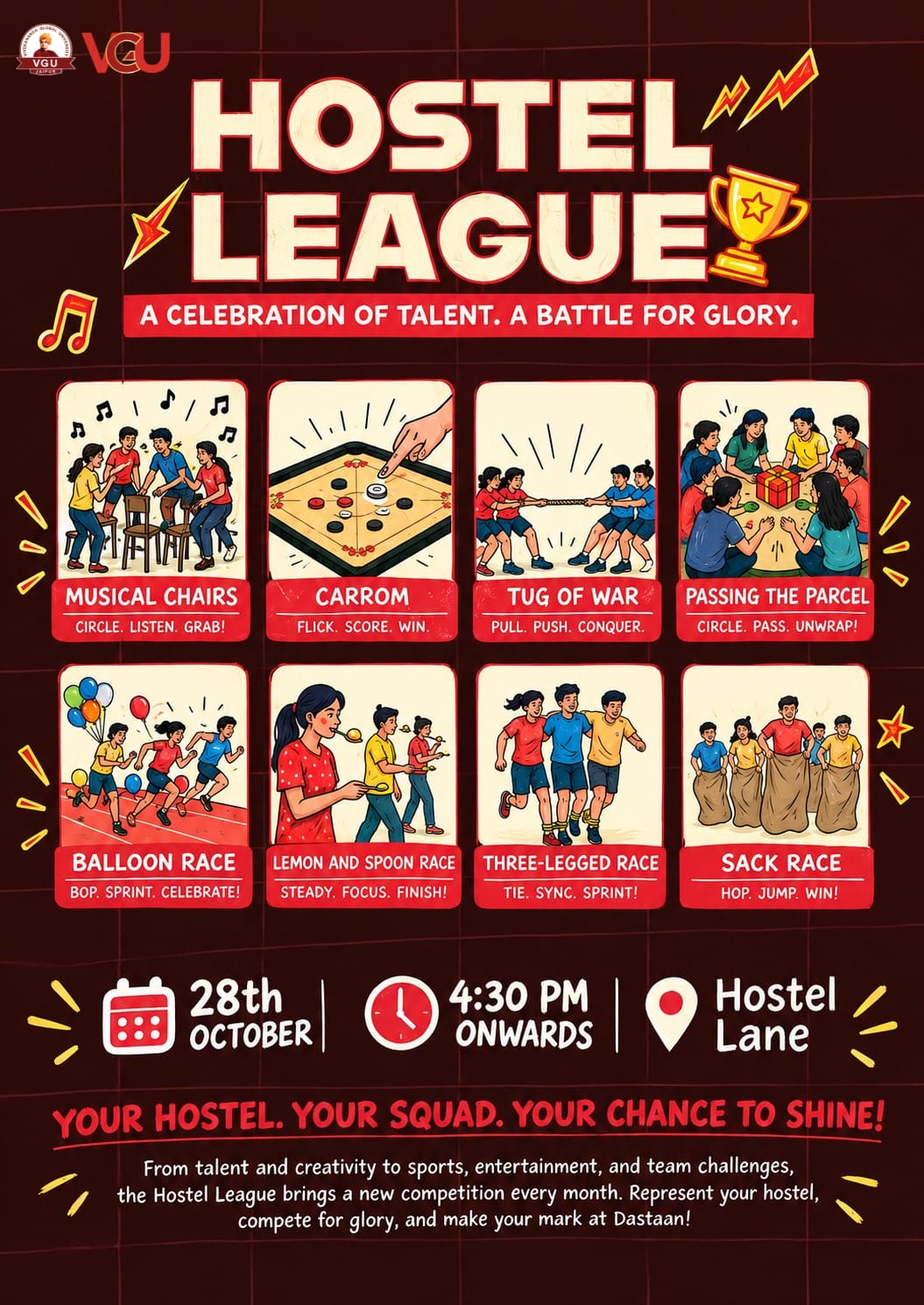 Poster for Hostel League – Finalised Game