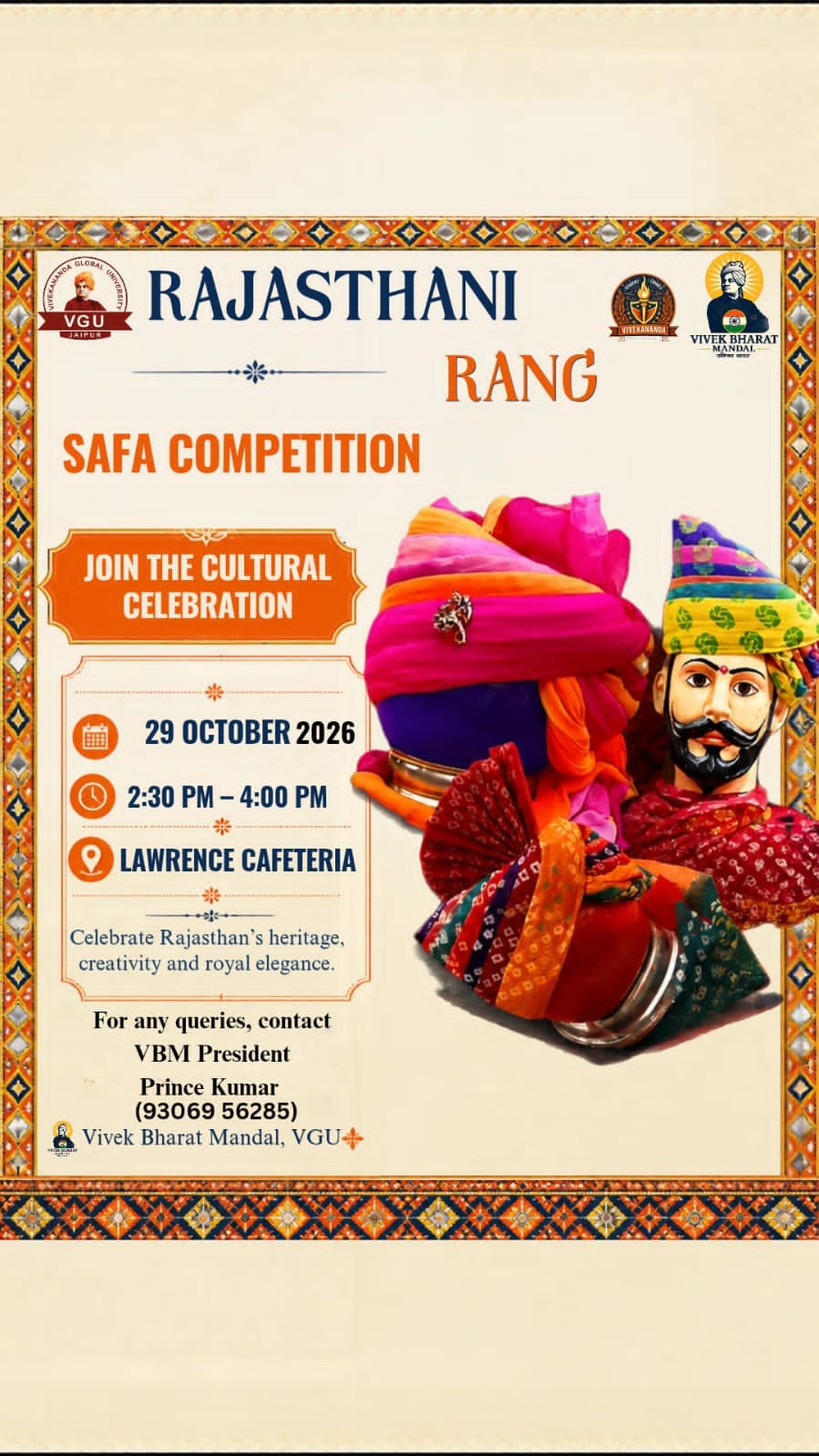 Poster for RAJASTHANI RANG – SAFA COMPETITION 2026